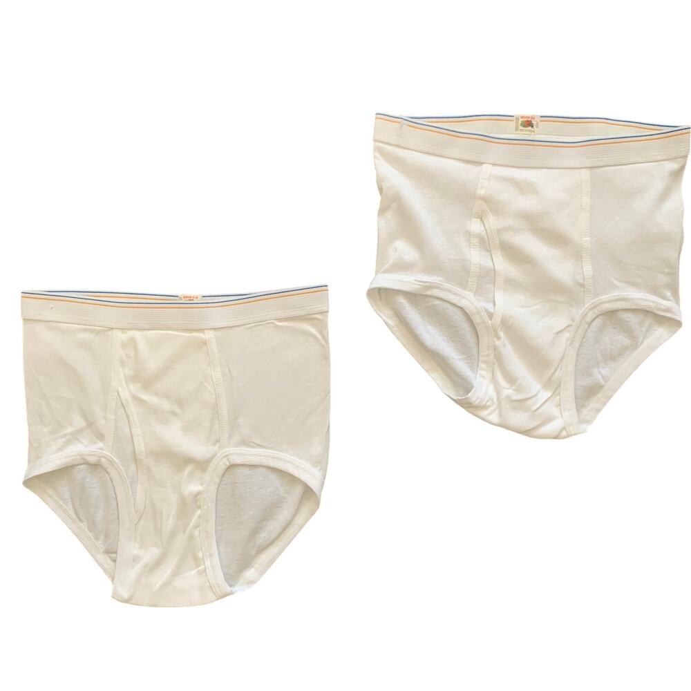 Vtg NWOT Fruit of the Loom Mens Medium 34-36 White Brief Underwear Lot of 2